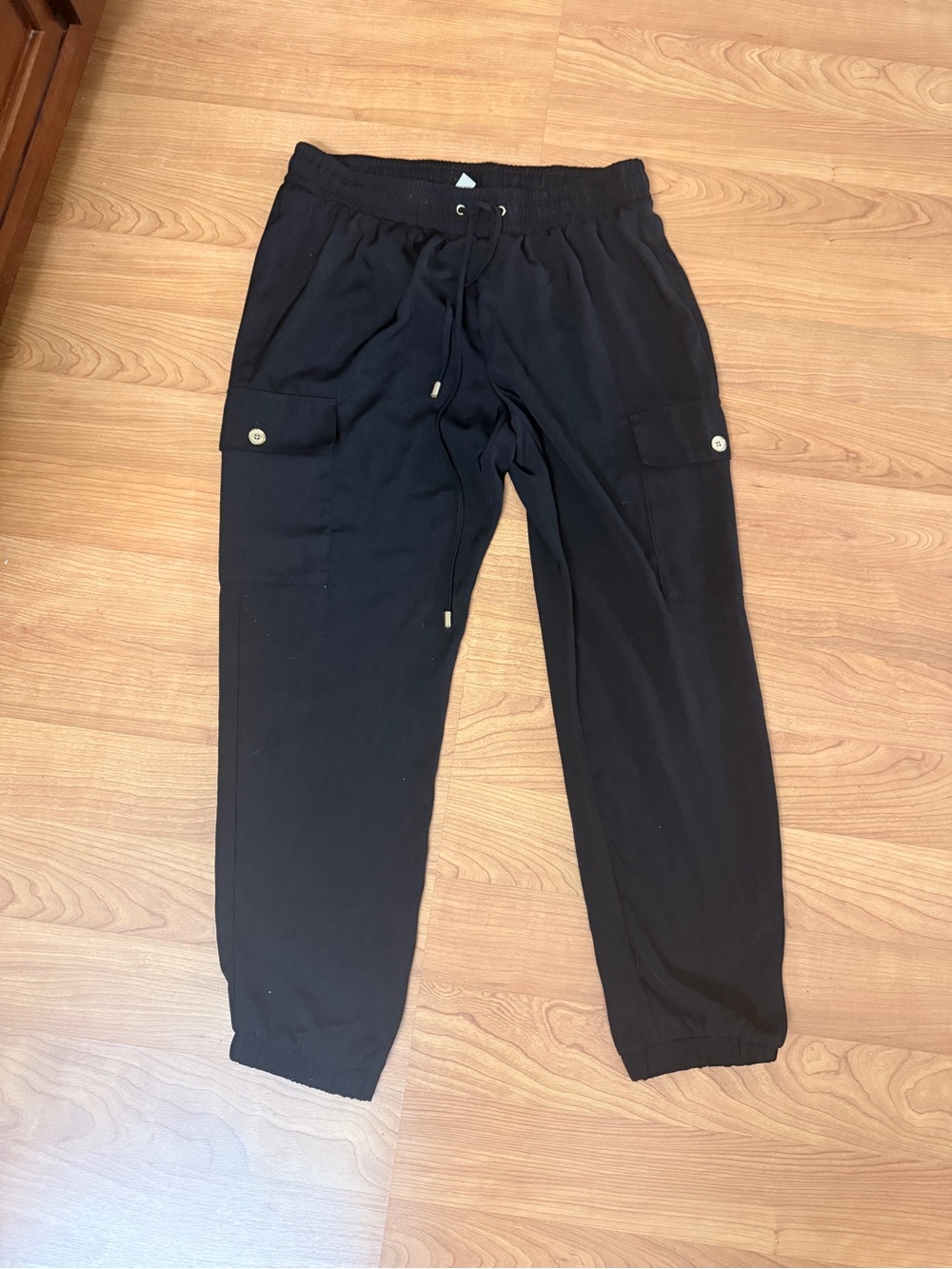 Michael Kors Black Drawstring Cargo Jogger Pants